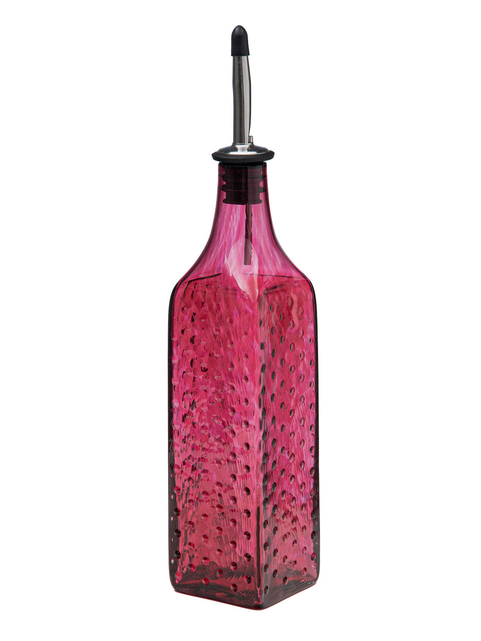 Raspberry Hobnail Handblown Bottle