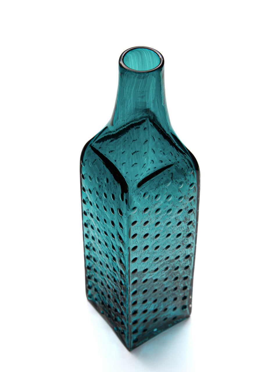 Turquoise Hobnail Handblown Bottle