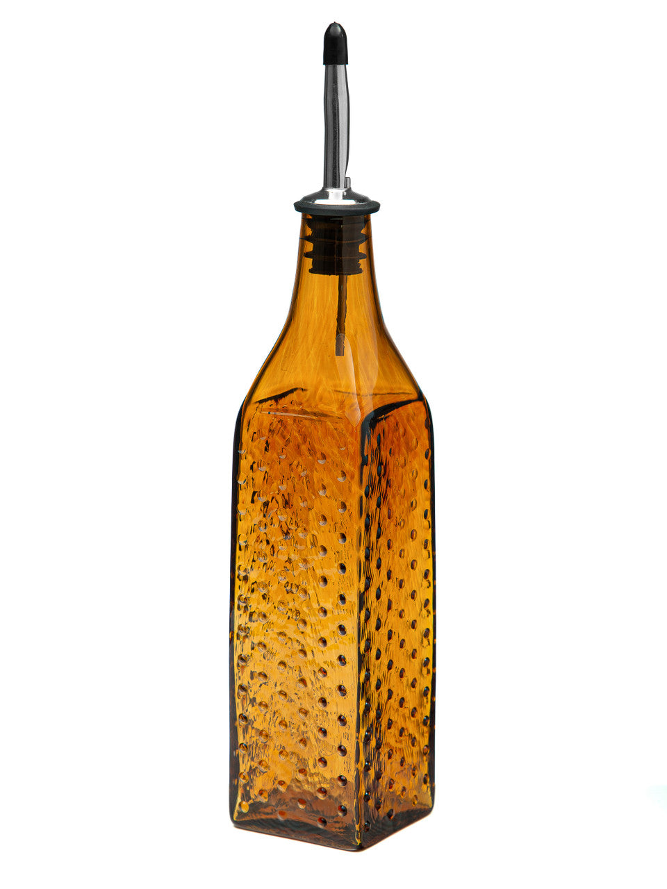 Amber Hobnail Handblown Bottle