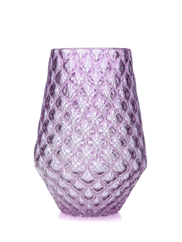 Lavender Diamond Cut Tulip Tumbler - 2BGlass