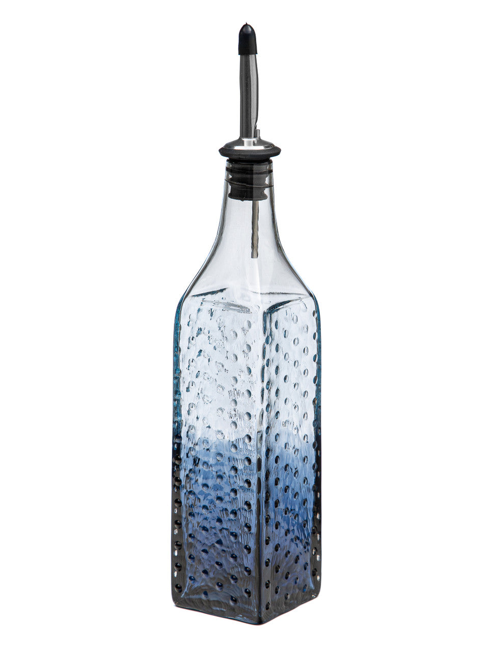 Ice &amp; Slate Blue Hobnail Handblown Bottle