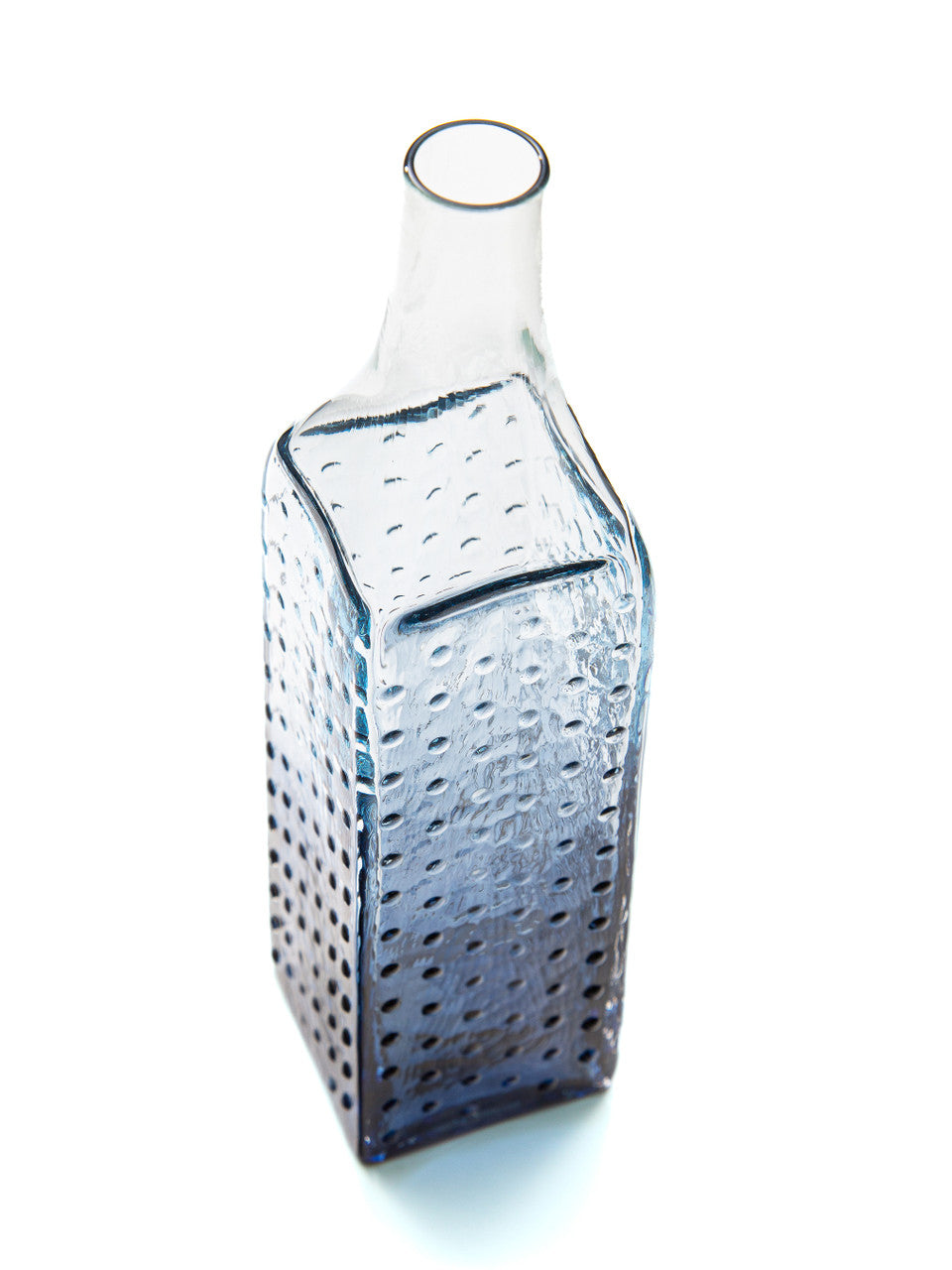 Ice &amp; Slate Blue Hobnail Handblown Bottle