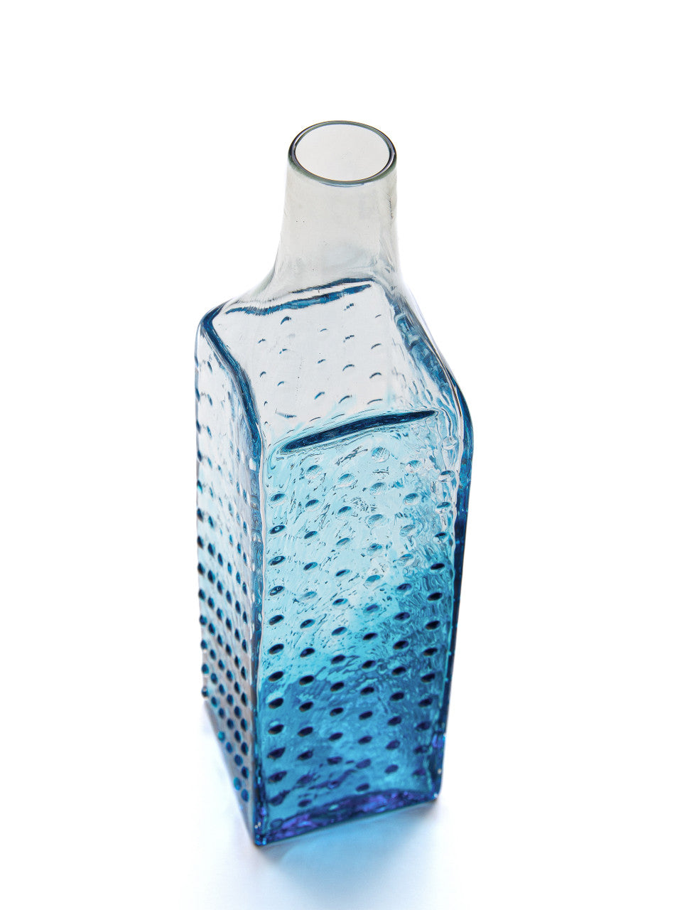 Ice &amp; Aqua Hobnail Handblown Bottle