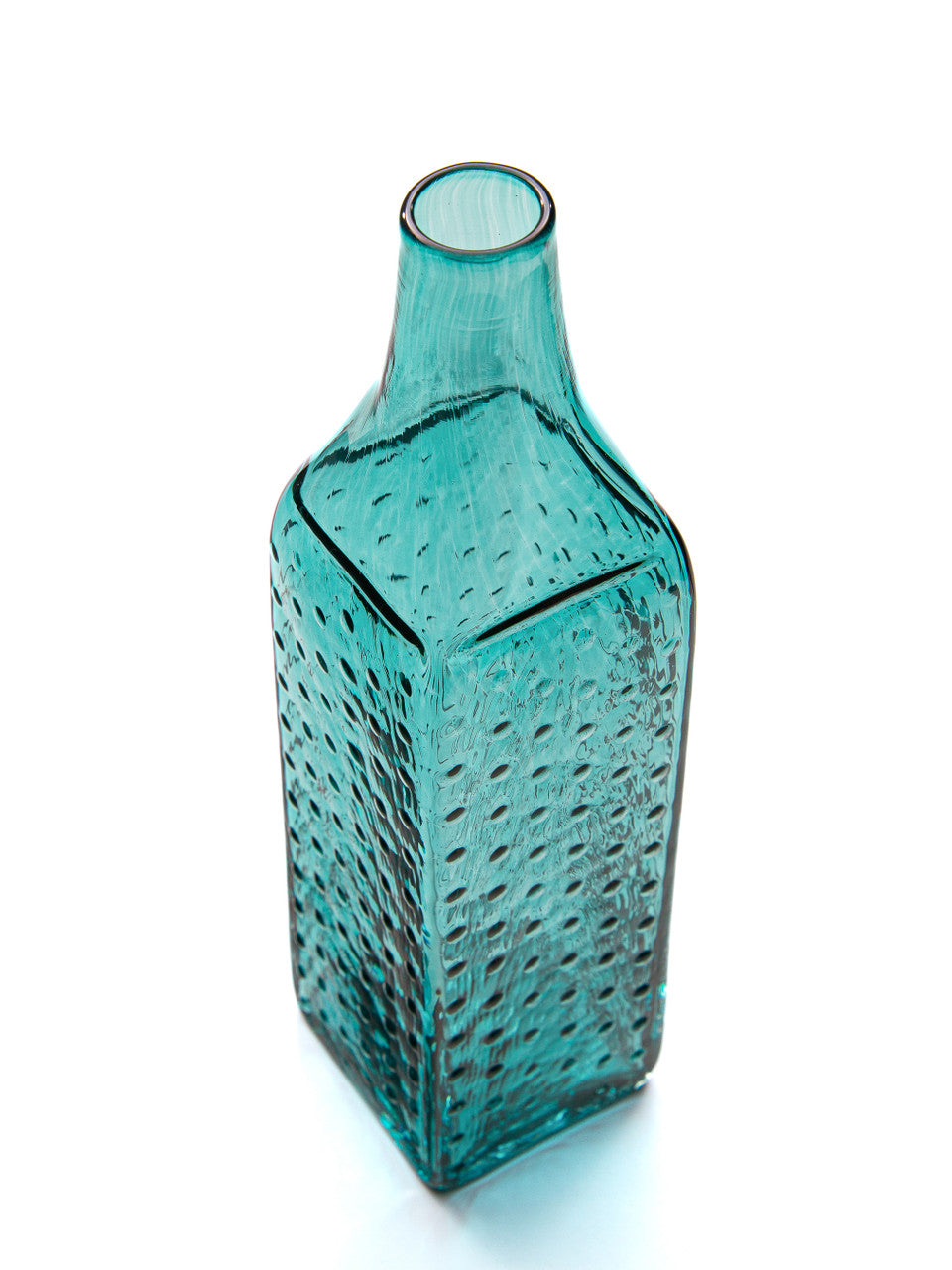 Sea Green Hobnail Handblown Bottle