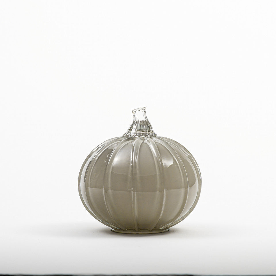 Overcast Glass Pumpkin w/Tealight