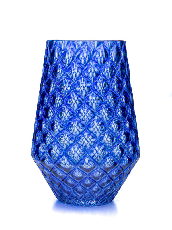Blueberry Diamond Cut Tulip Tumbler - 2BGlass