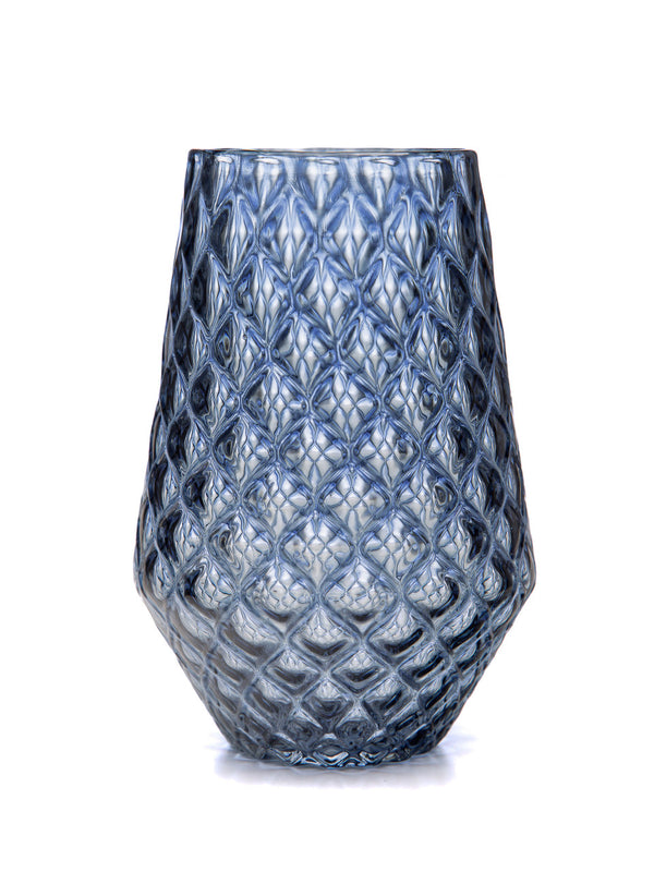 Slate Blue Diamond Cut Tulip Tumbler - 2BGlass