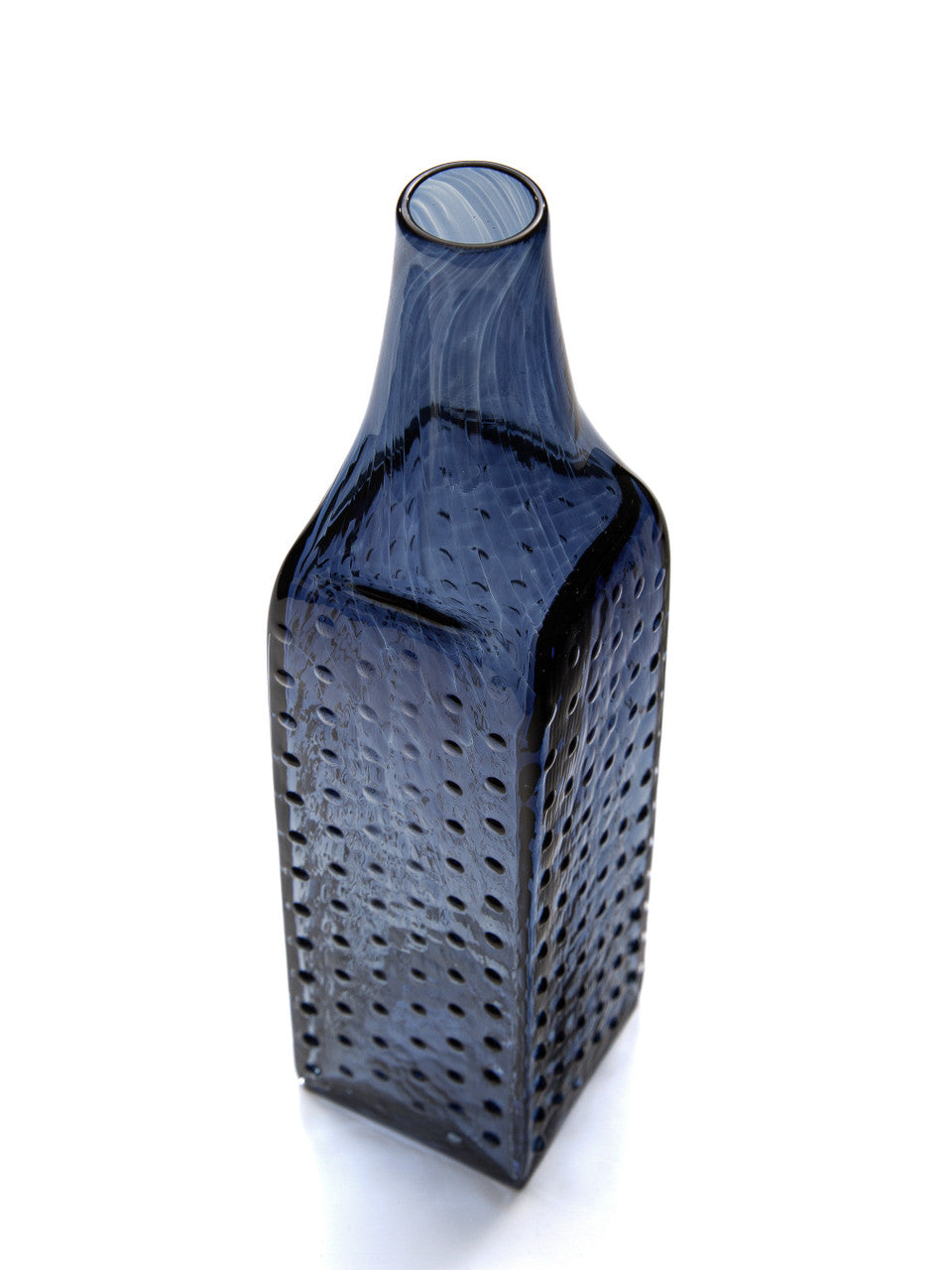 Slate Blue Hobnail Handblown Bottle