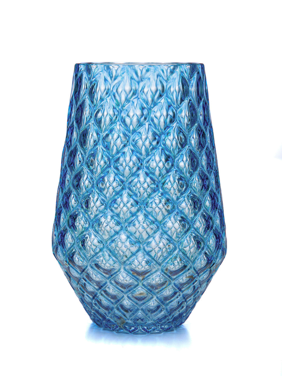 Aqua Diamond Cut Tulip Tumbler