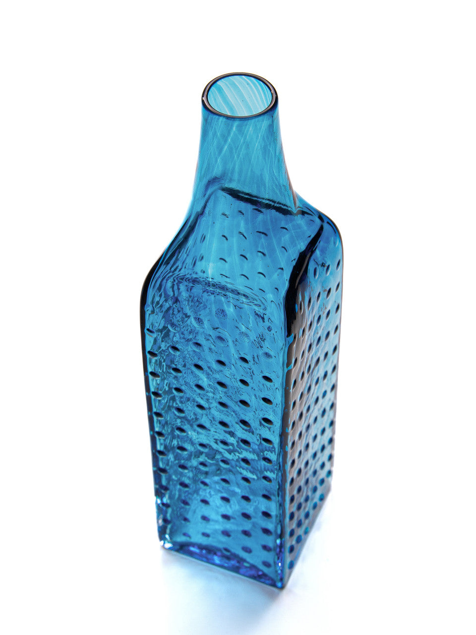 Aqua Hobnail Handblown Bottle