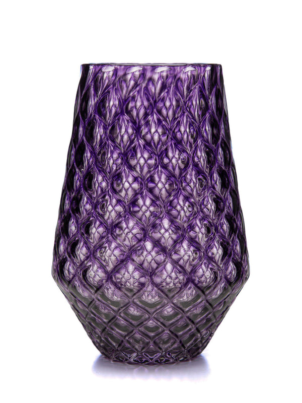 Indigo Diamond Cut Tulip Tumbler - 2BGlass
