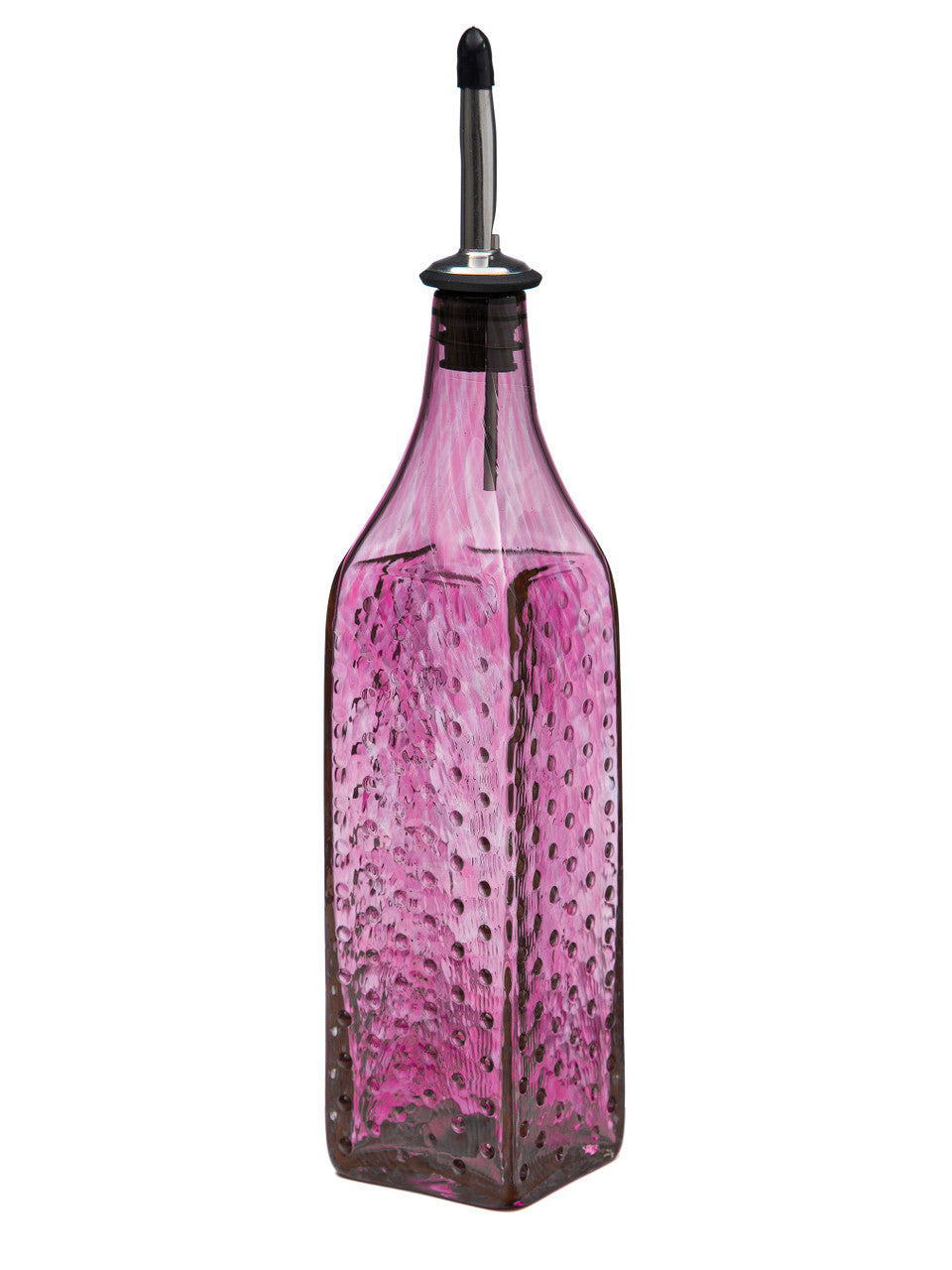 Pomegranate Pink Hobnail Handblown Bottle
