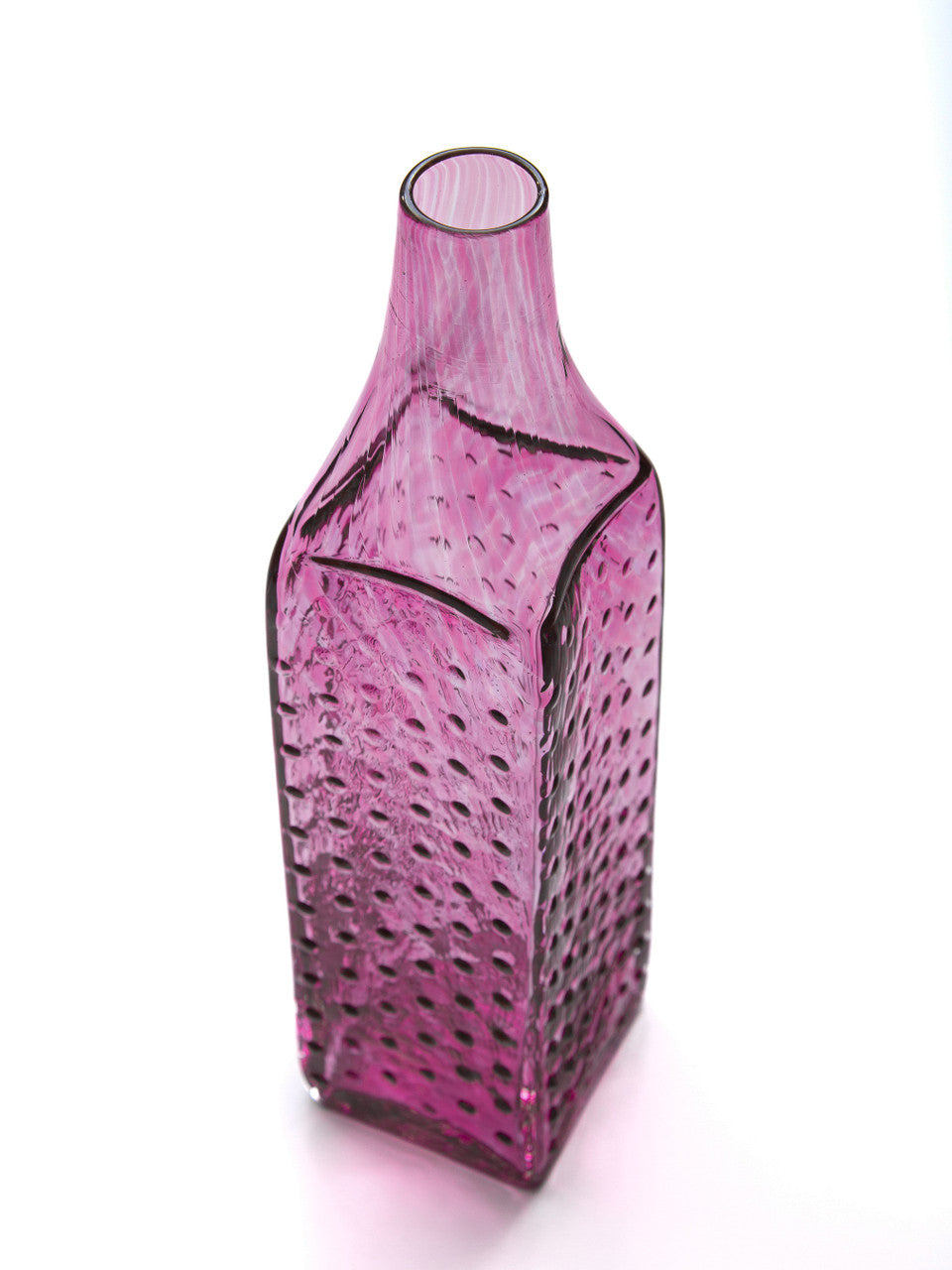 Pomegranate Pink Hobnail Handblown Bottle
