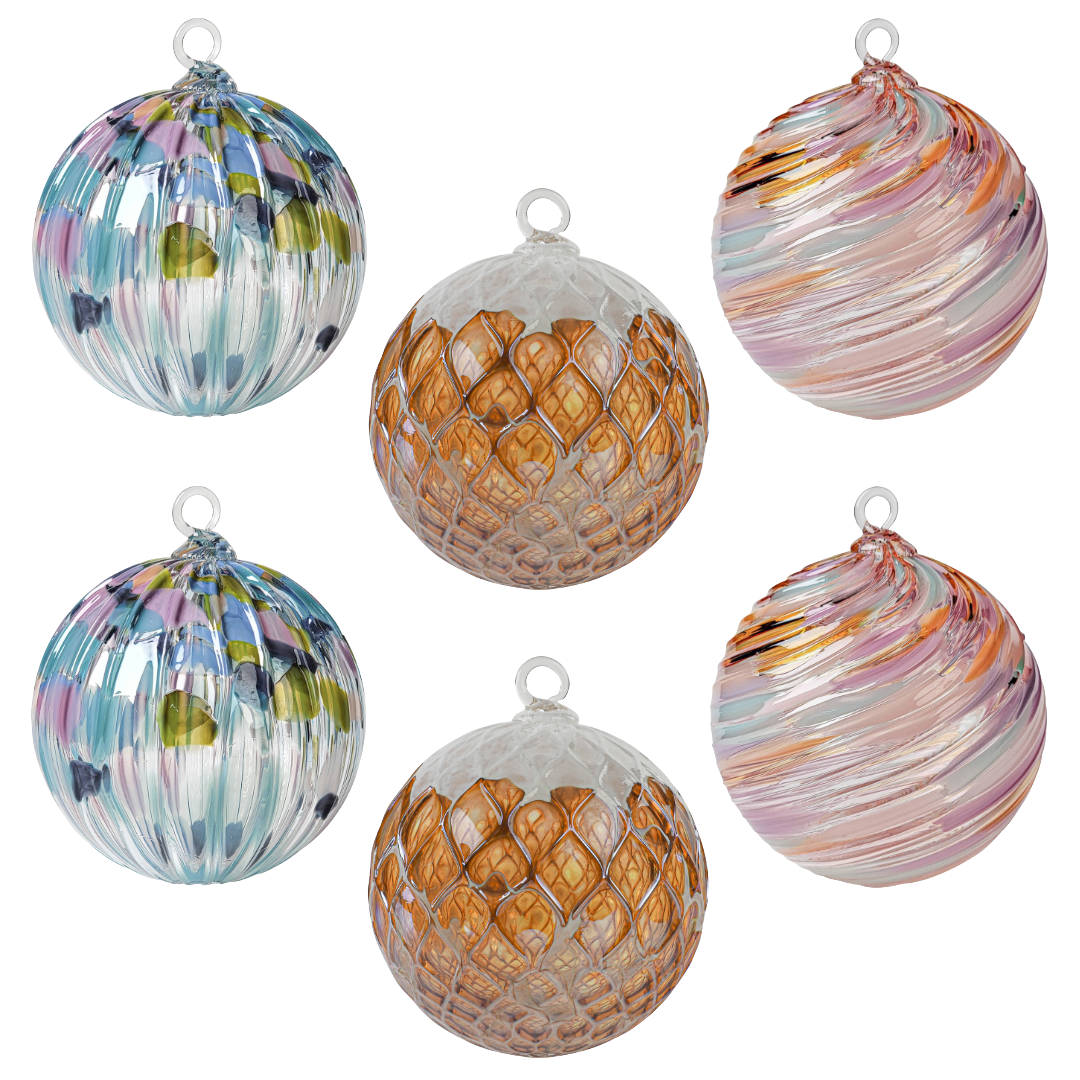 Santa Cruz Set of 6 Handblown Glass Ornaments