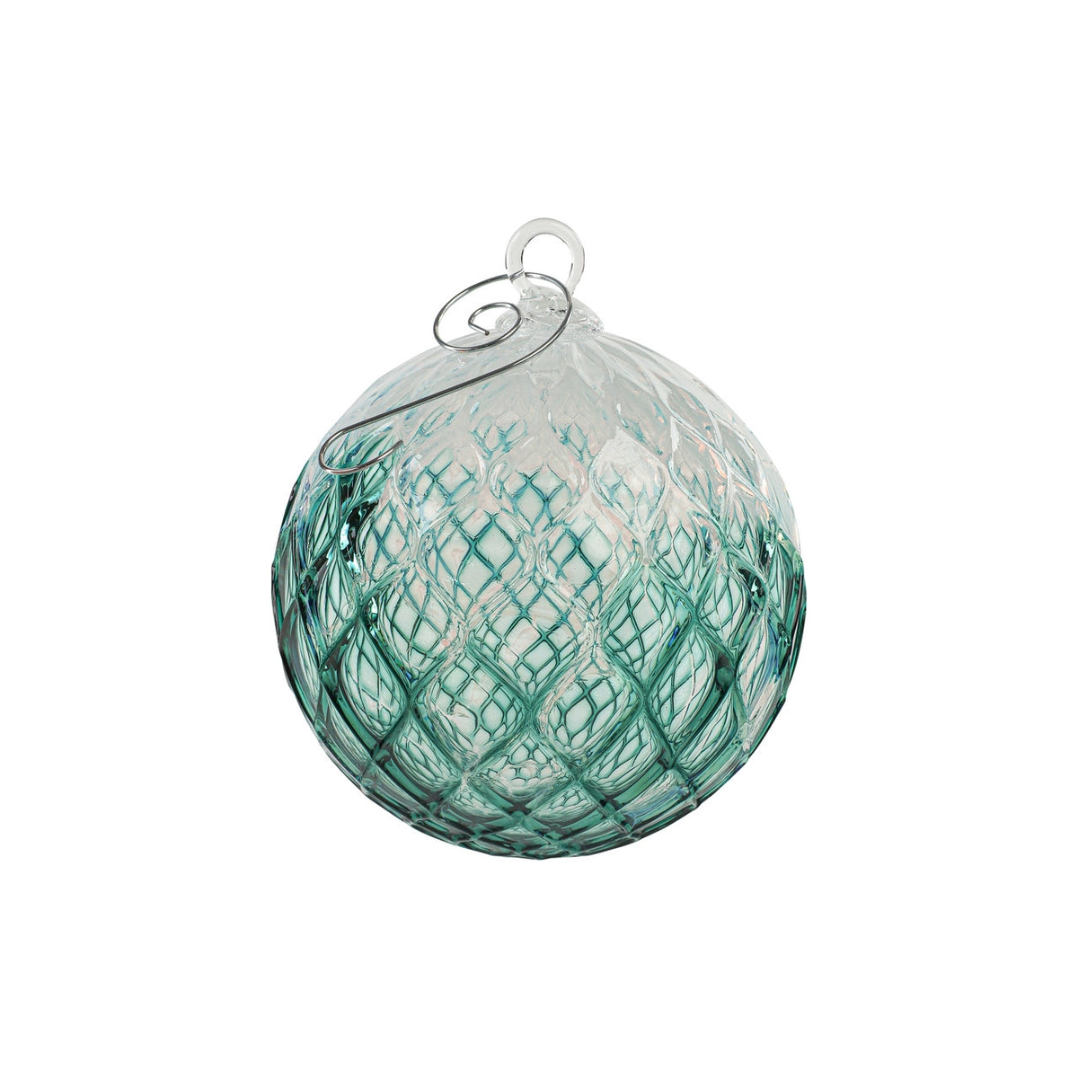 Sea Green Snow Flurry Handblown Glass Ornament