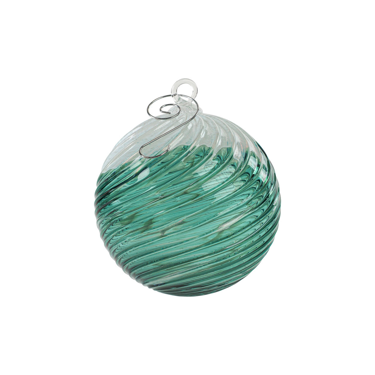 Sea Green Snow Flurry Handblown Glass Ornament