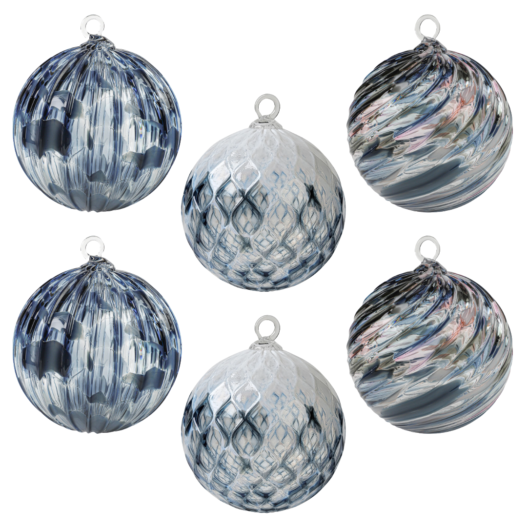 Set of 6 Handblown Glass Ornament