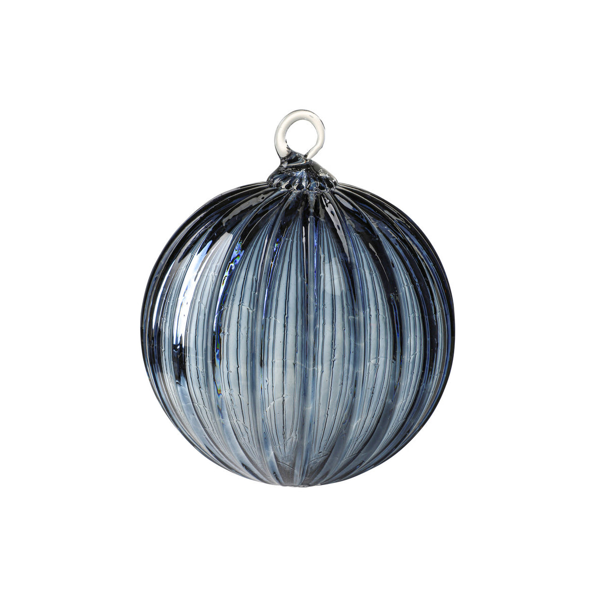 Slate Blue Handblown Glass Ornament