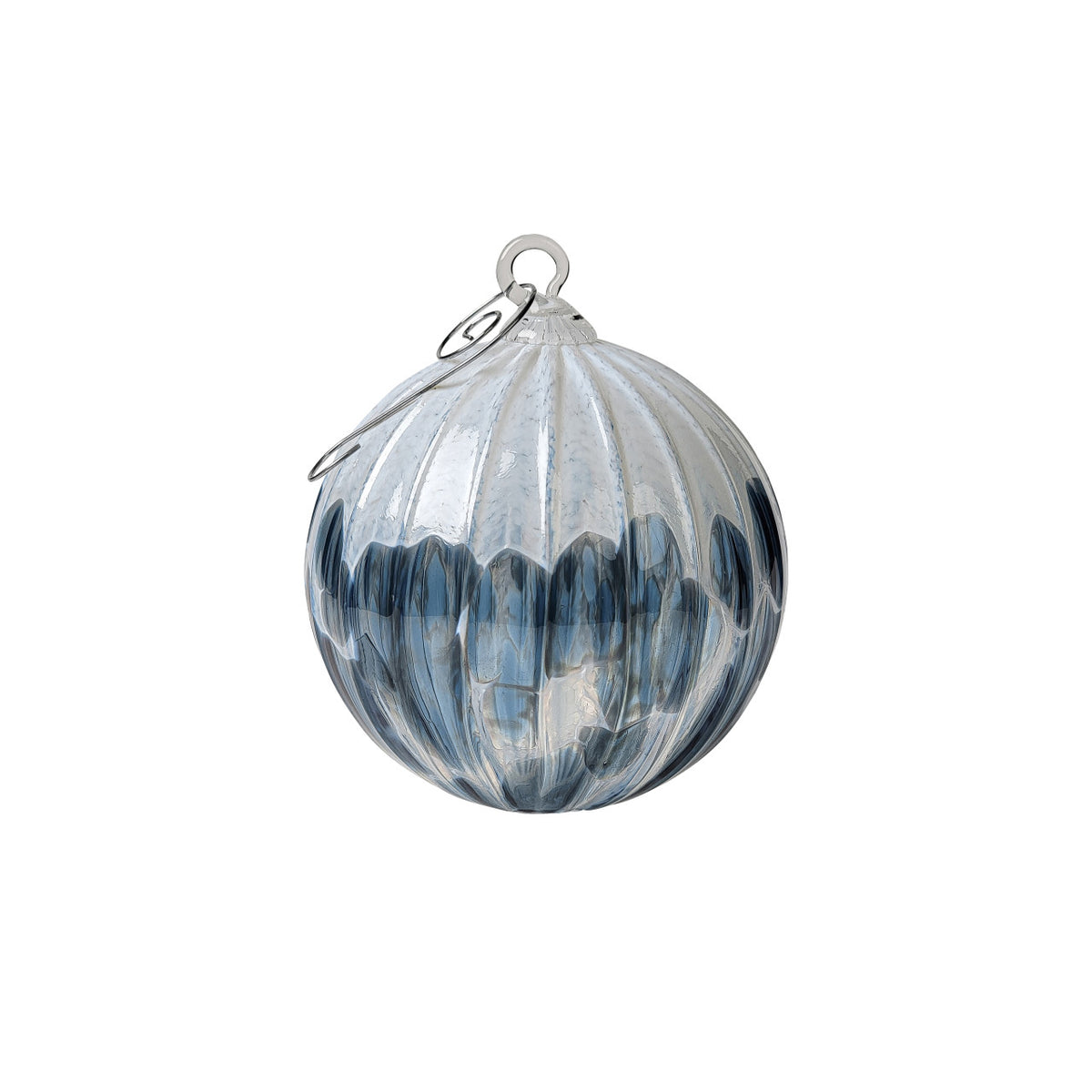 Slate Blue Snow Flurry Handblown Glass Ornament