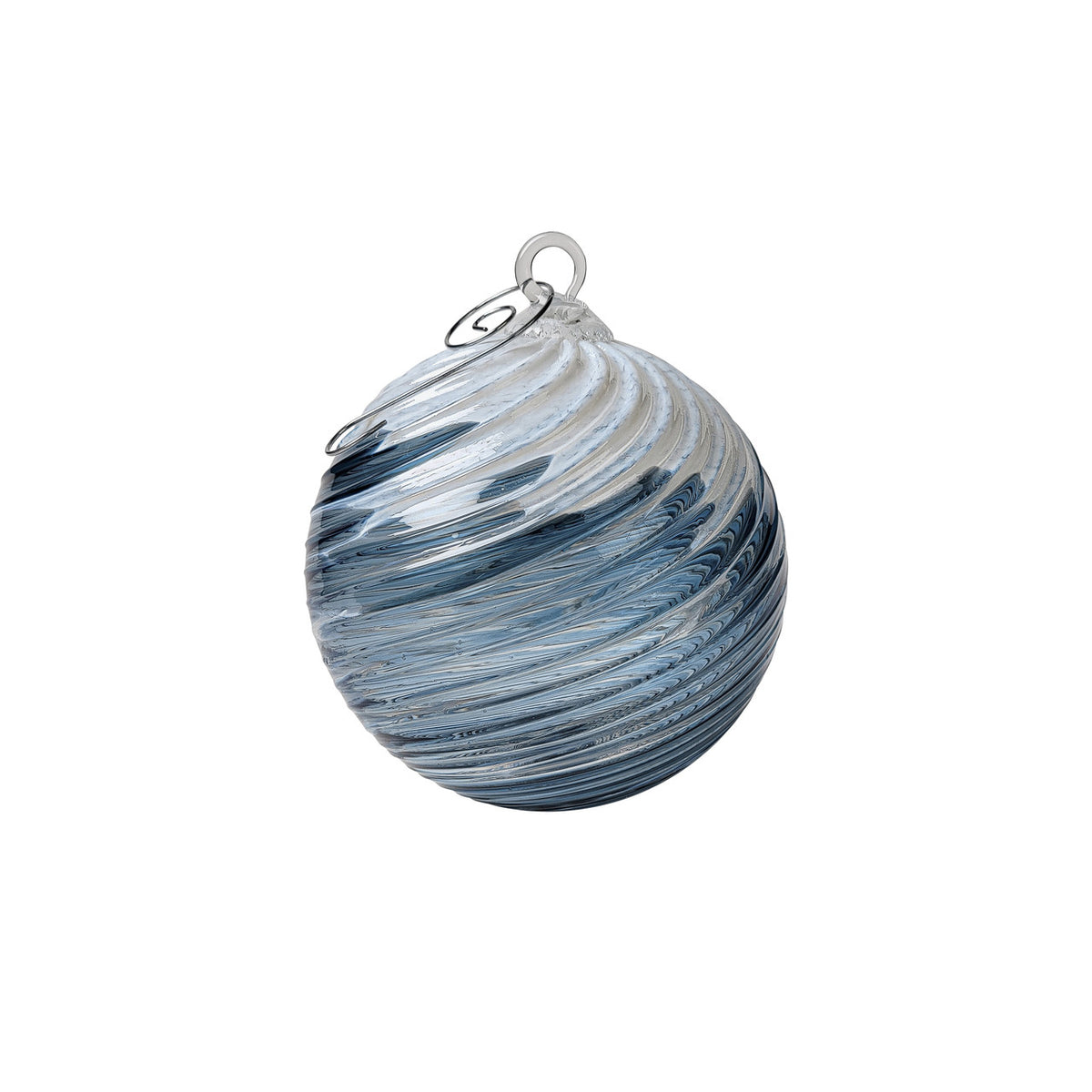 Slate Blue Snow Flurry Handblown Glass Ornament