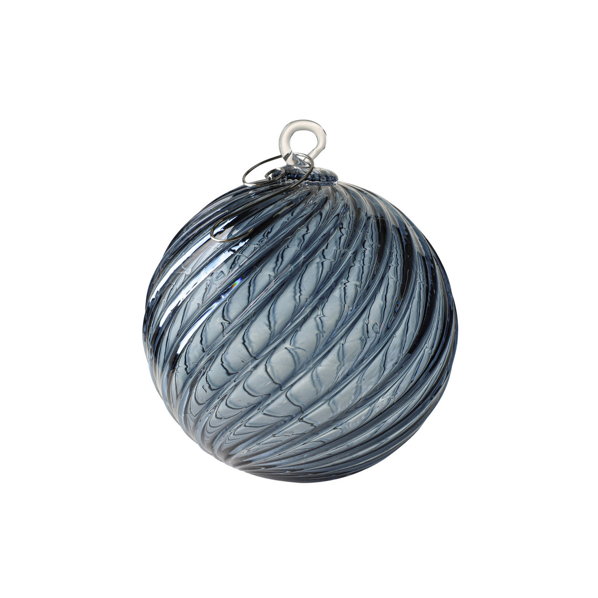 Slate Blue Handblown Glass Ornament