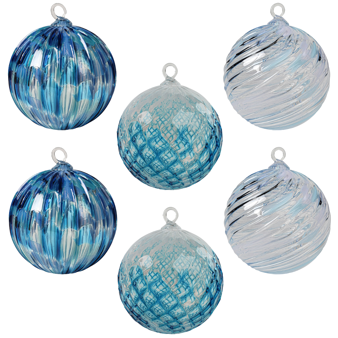 Lake Tahoe Set of Six Handblown Glass Ornaments