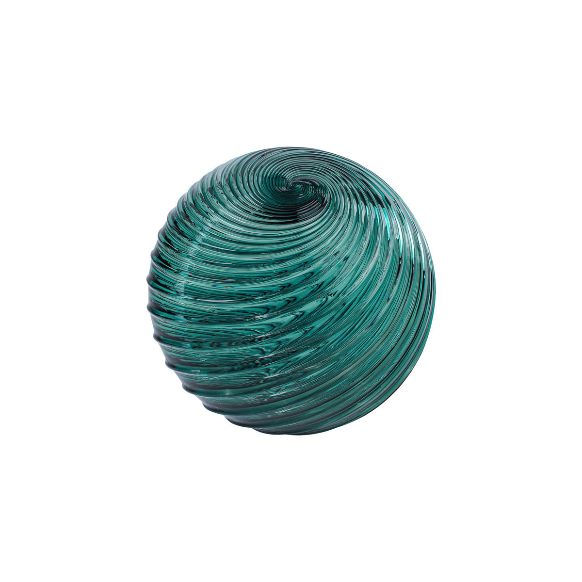 Turquoise Handblown Glass Spiral Ornament Bottom