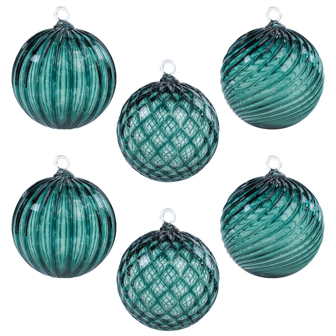 Turquoise Handblown Glass 20 Point Ornament