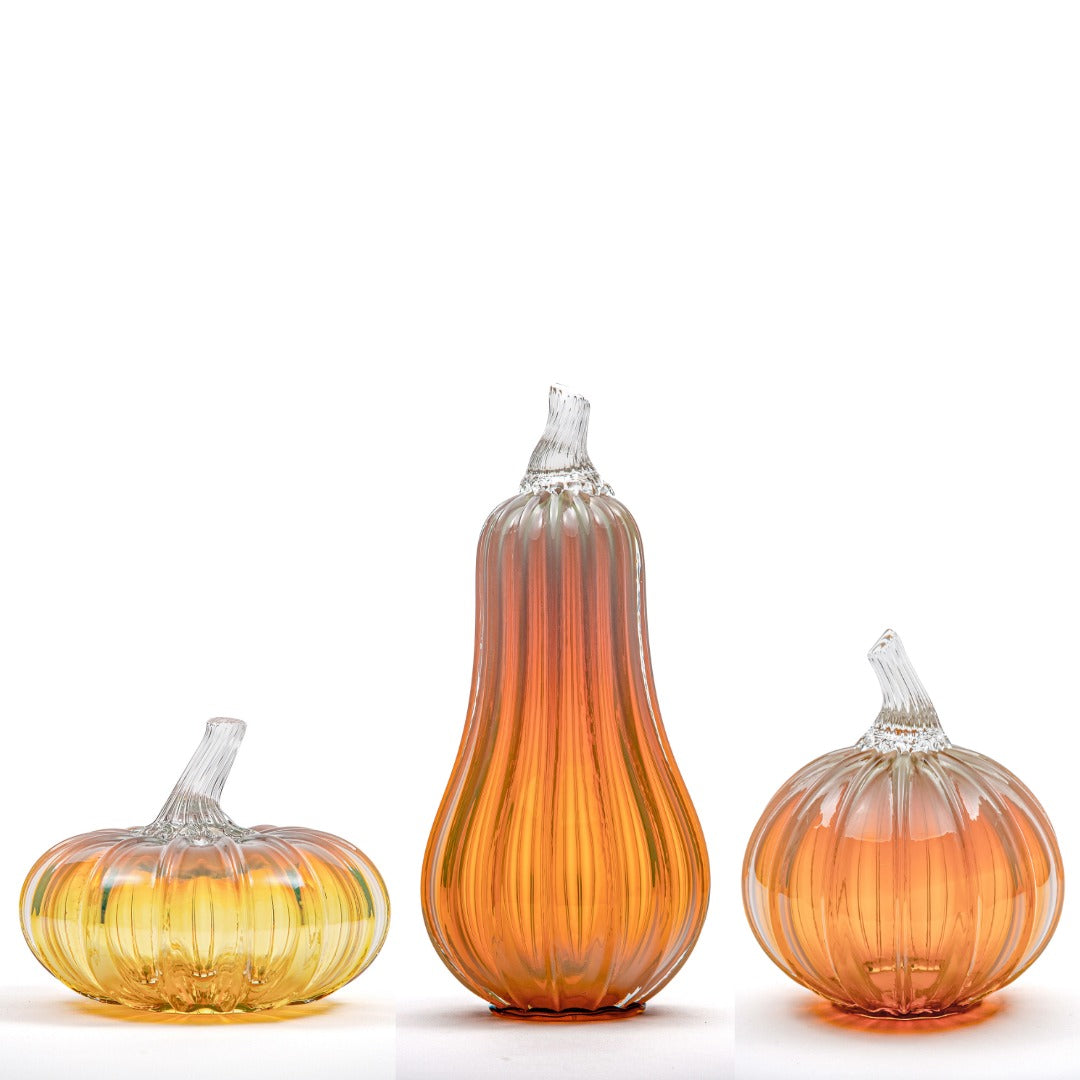 Iridescent Glass Pumpkin w/Tealight