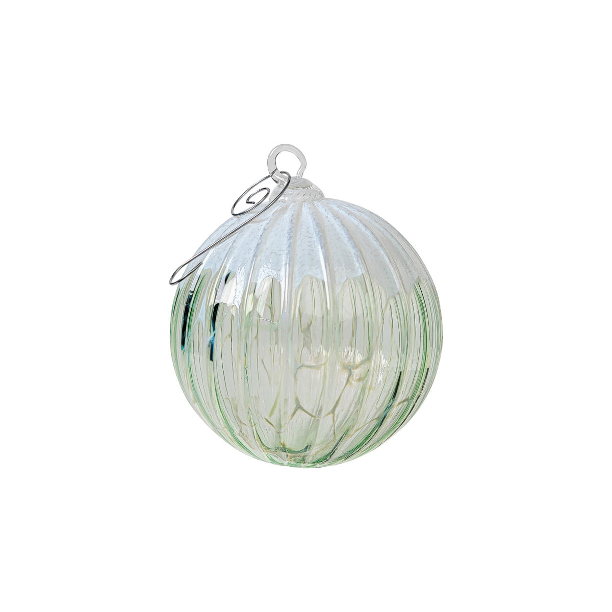 Wintergreen Snow Flurry Handblown Glass Ornament