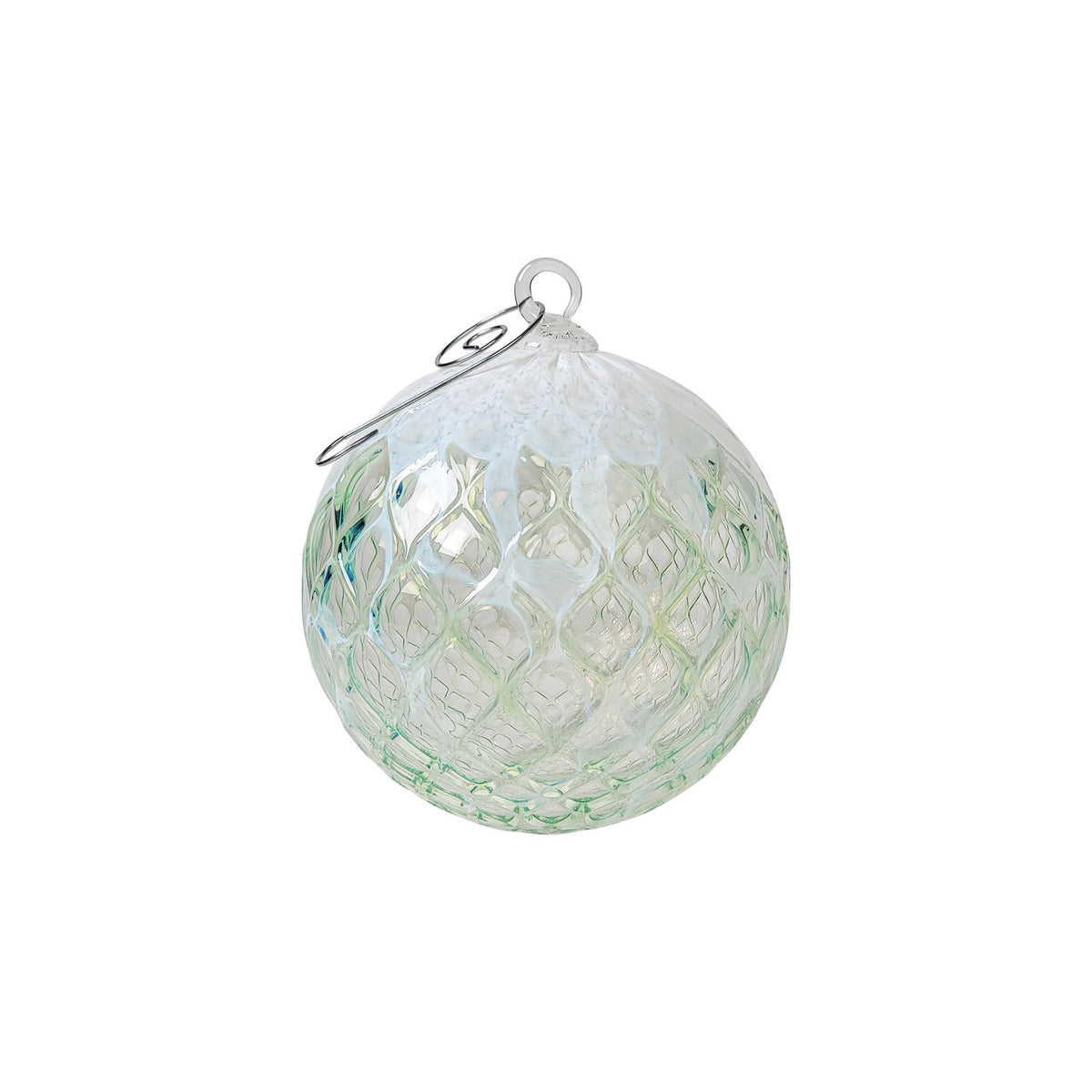 Wintergreen Snow Flurry Handblown Glass Ornament