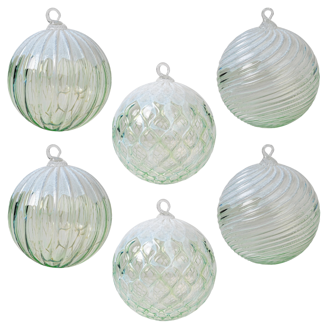 Wintergreen Snow Flurry Handblown Glass Ornament