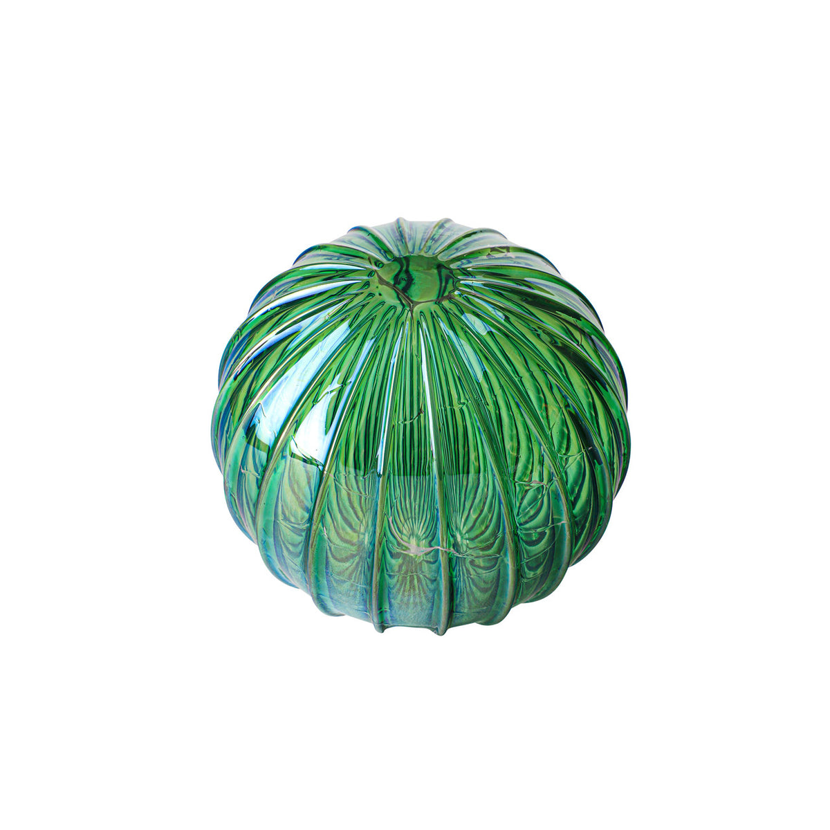 Metallic Green Blue Handblown Glass Ornament