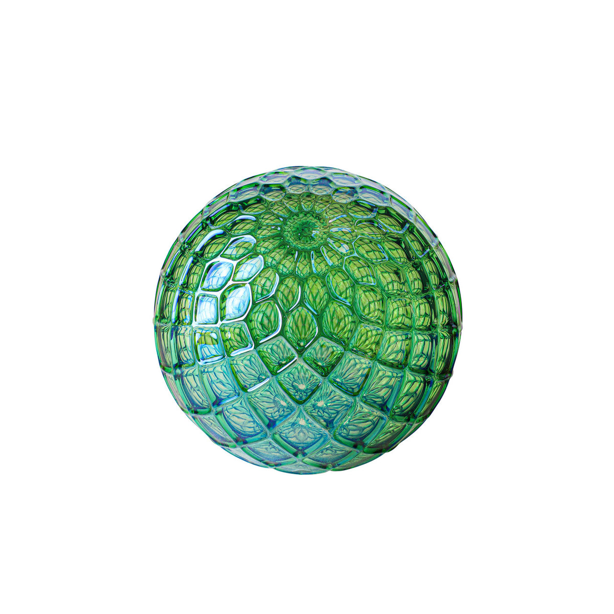 Metallic Green Blue Handblown Glass Ornament