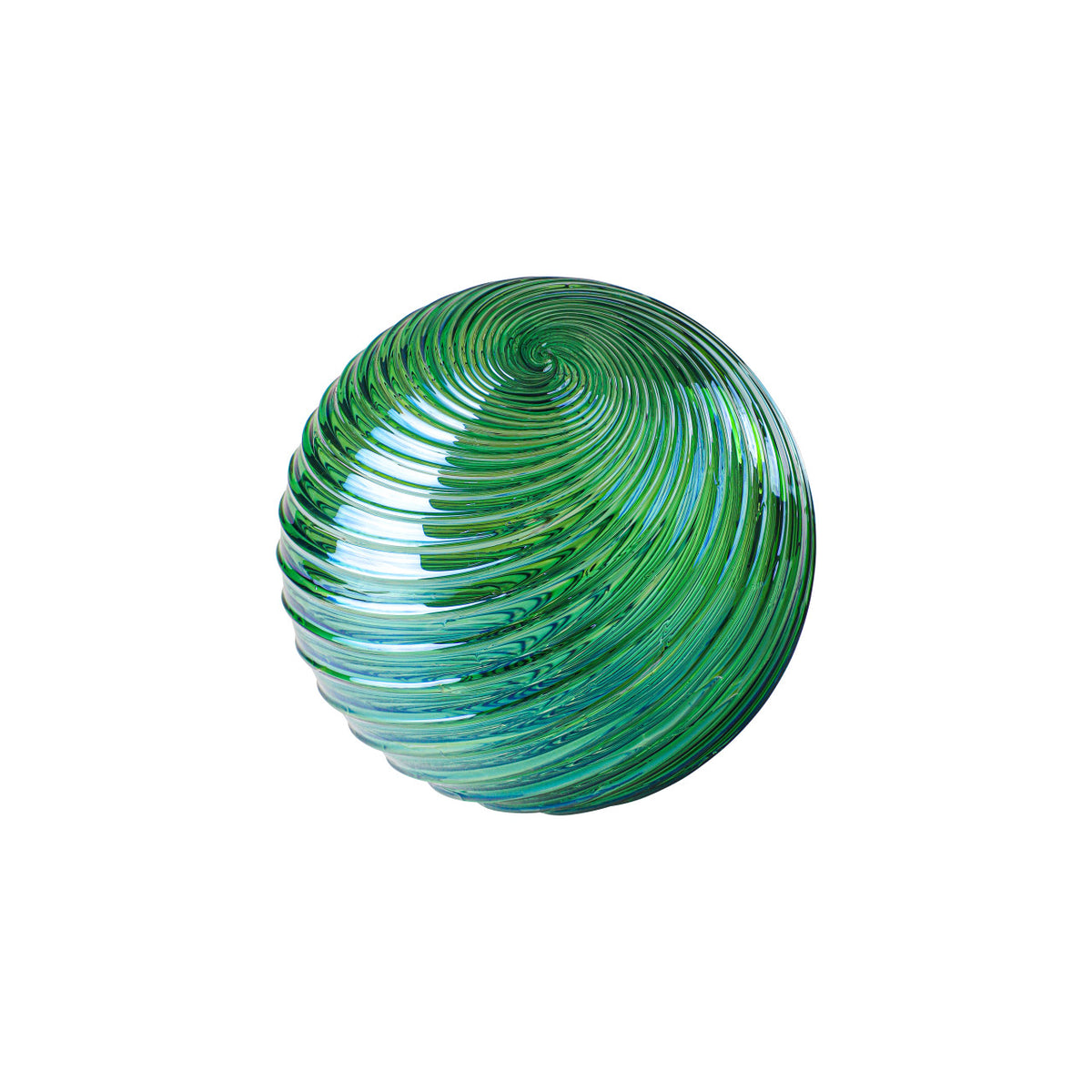 Metallic Green Blue Handblown Glass Ornament