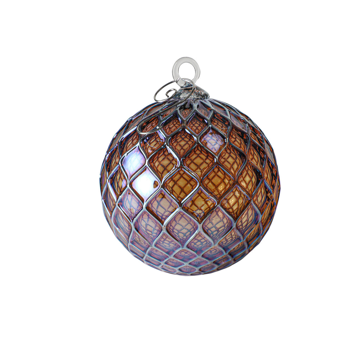Metallic Violet Amber Handblown Glass Ornament