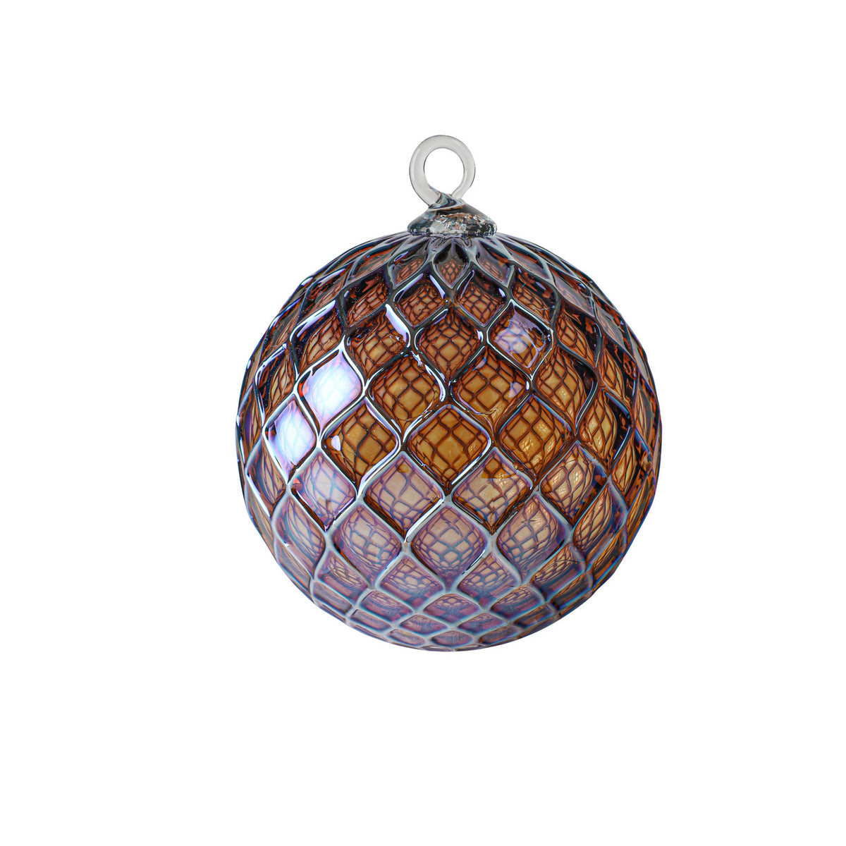 Metallic Violet Amber Handblown Glass Ornament