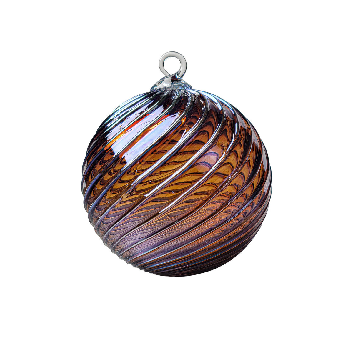 Metallic Violet Amber Handblown Glass Ornament