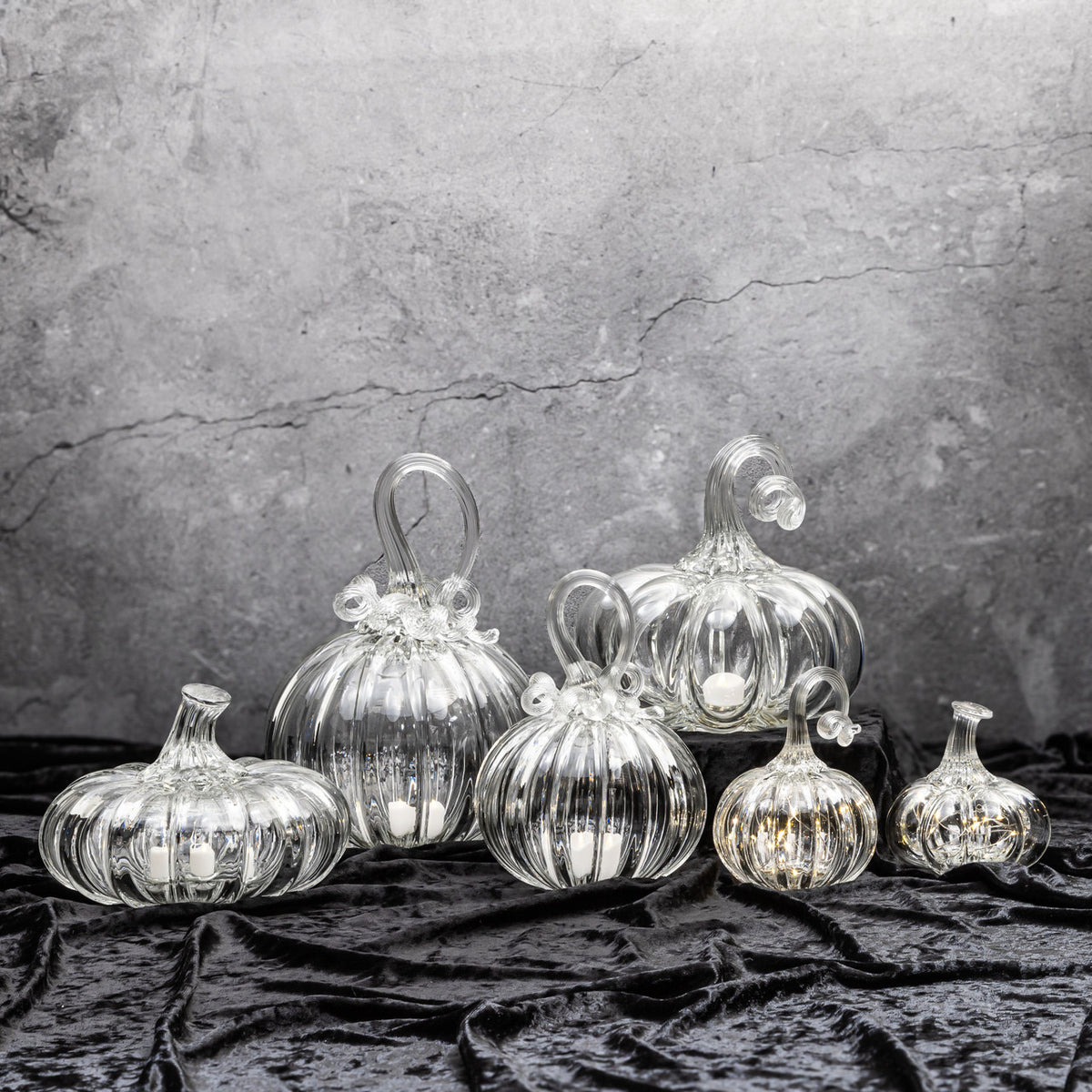 Phantom Glass Pumpkin w/Tealight