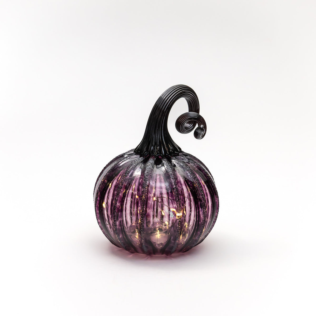 Enchanted Plum Glass Pumpkin w/Tealight