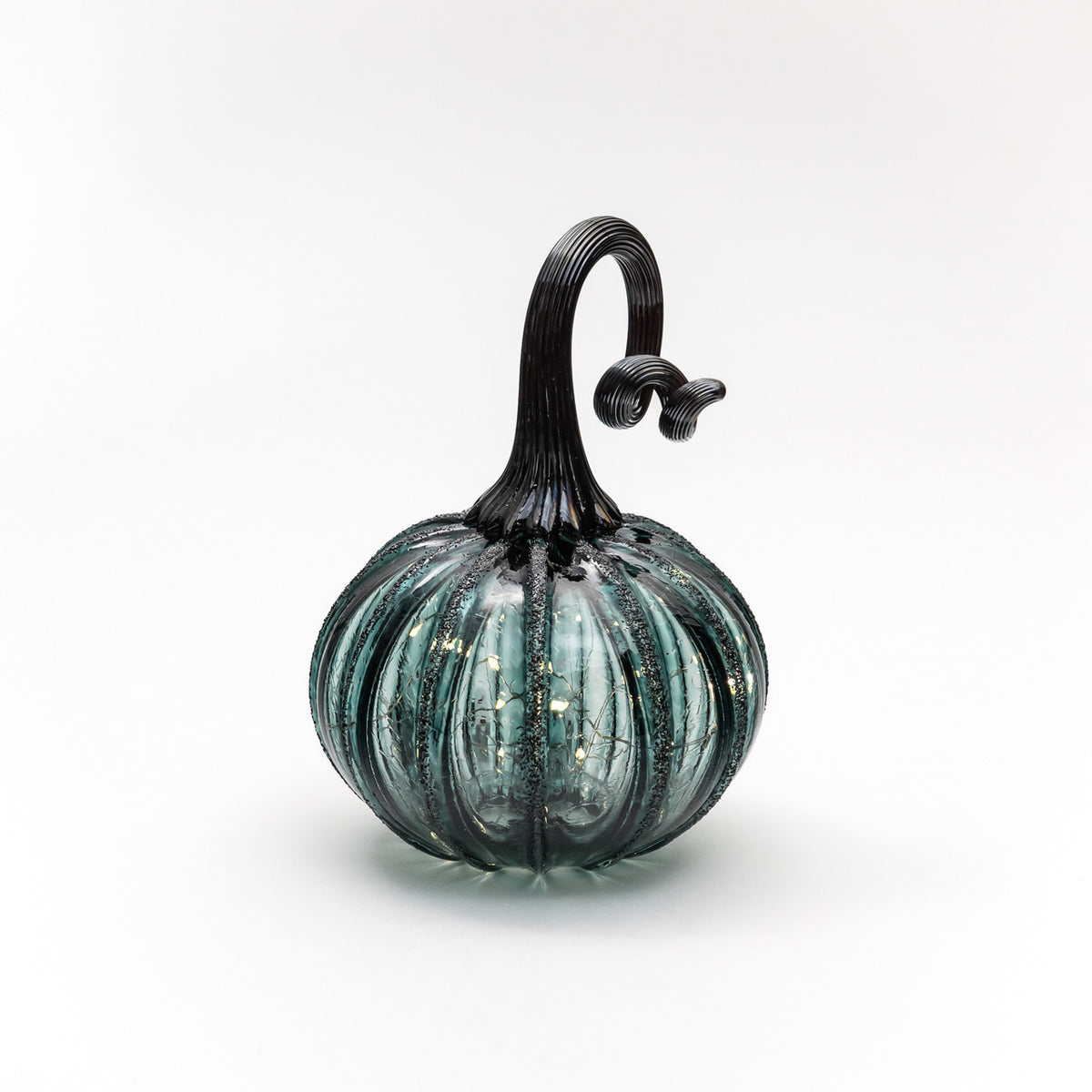 Lagoon Green Glass Pumpkin w/Tealight