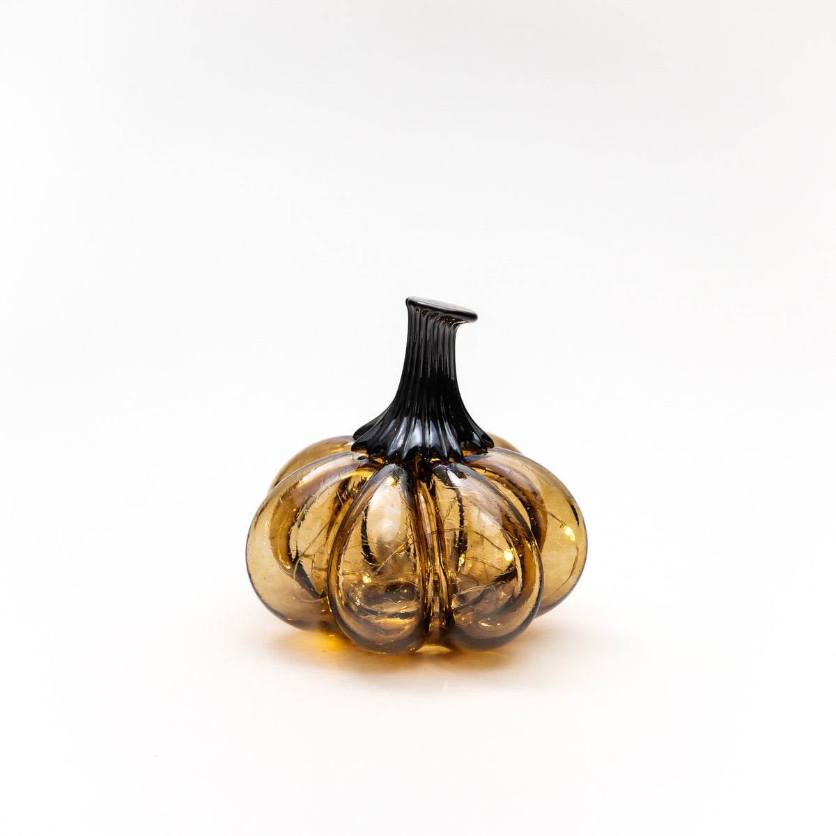 Aged Oak Glass Pumpkin w/Tealight