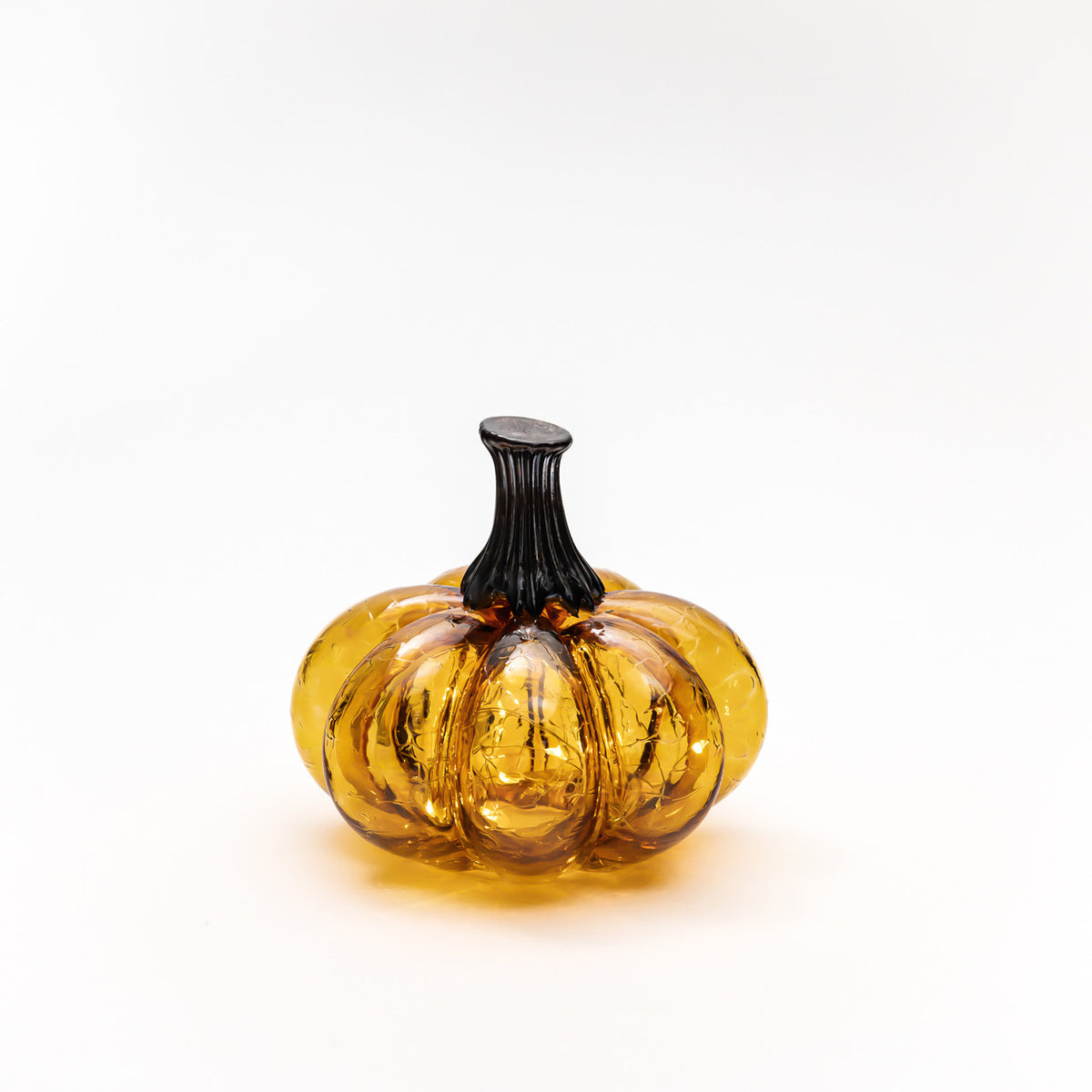 Saffron Sugar Glass Pumpkin w/Tealight