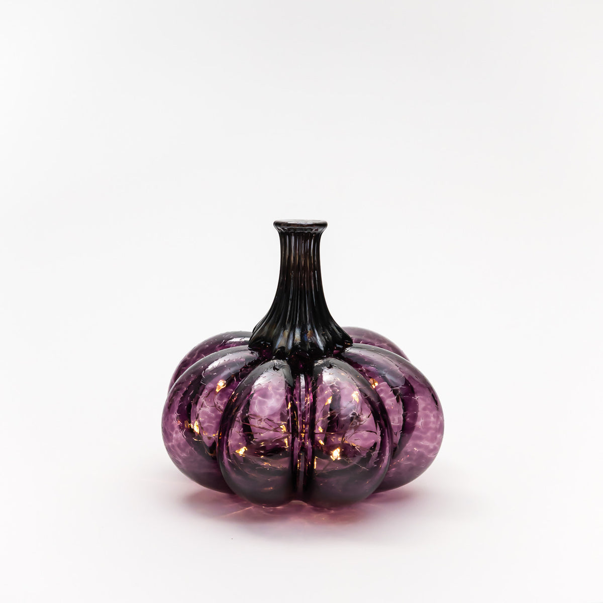 Enchanted Plum Glass Pumpkin w/Tealight