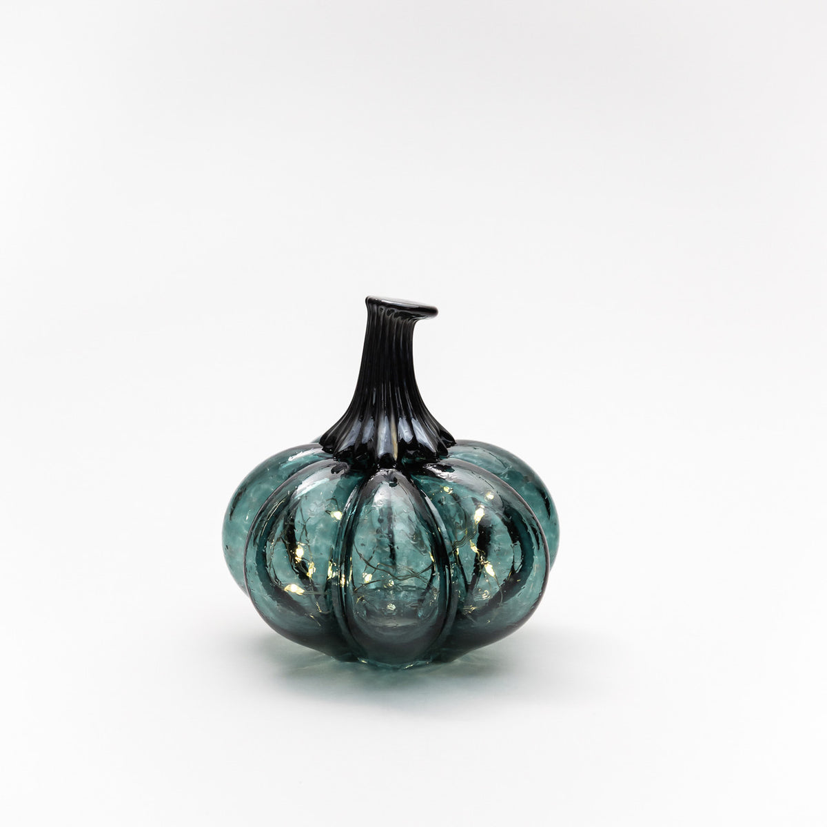 Lagoon Green Glass Pumpkin w/Tealight