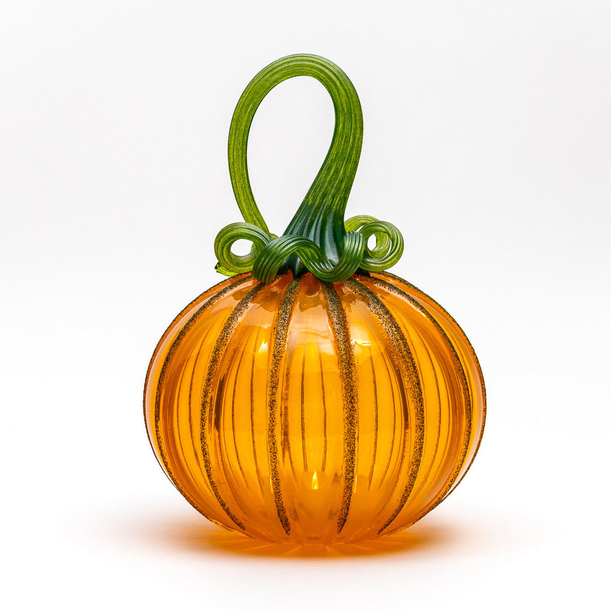 October on the Vine Glass Pumpkin w/Tealight