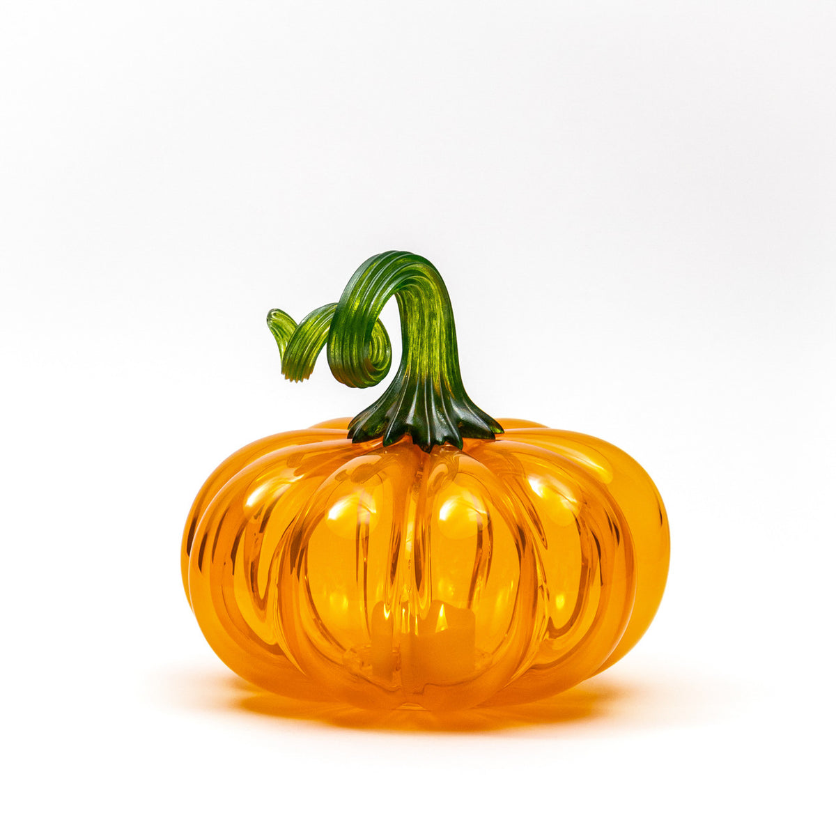 October on the Vine Glass Pumpkin w/Tealight