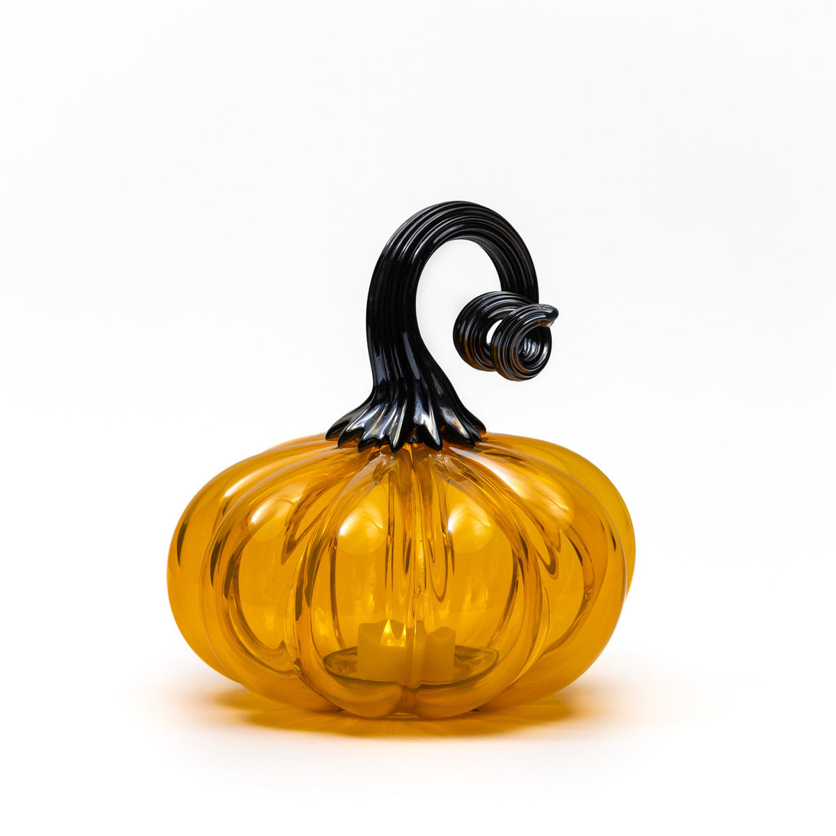 Hallow&#39;s Eve Glass Pumpkin w/Tealight