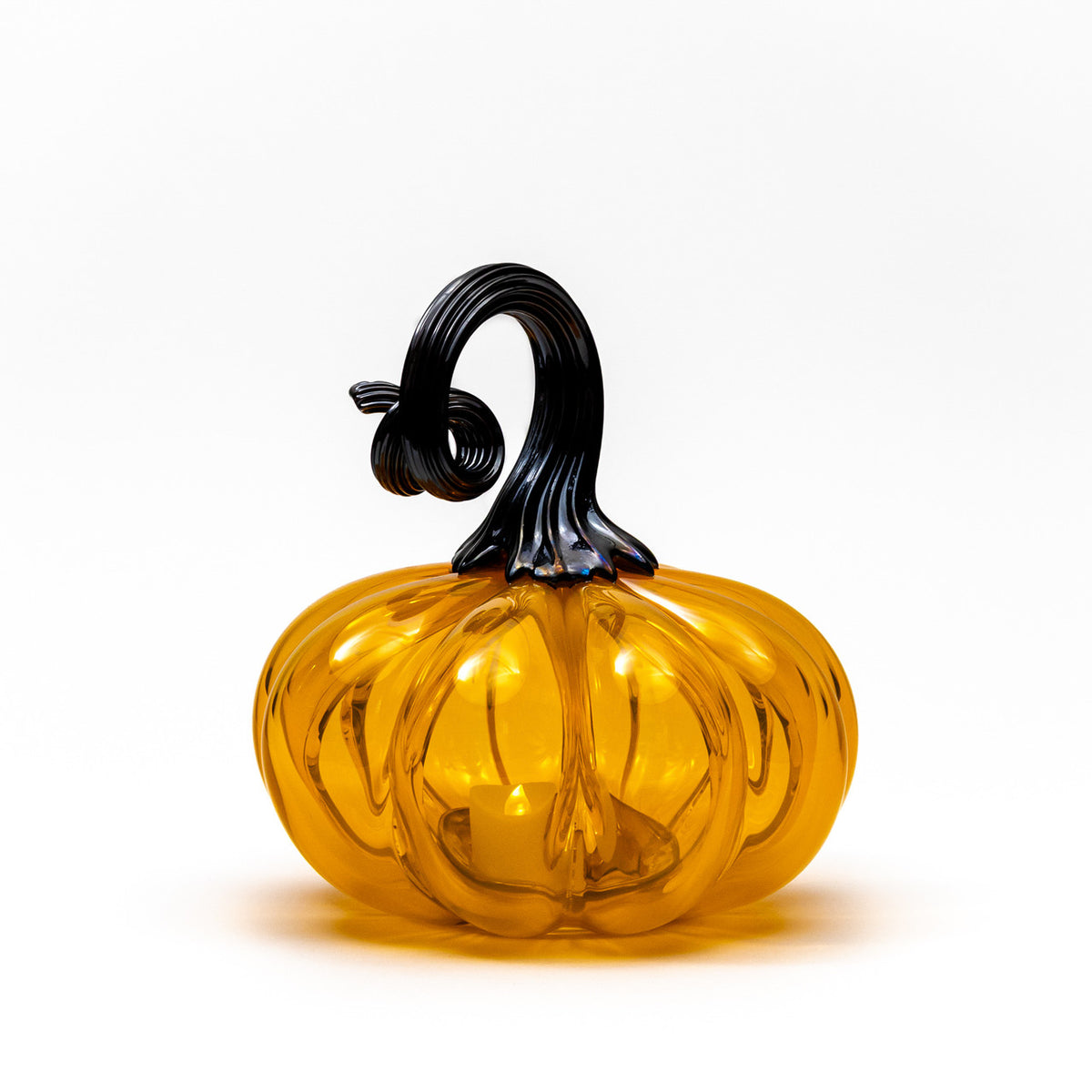 Hallow&#39;s Eve Glass Pumpkin w/Tealight