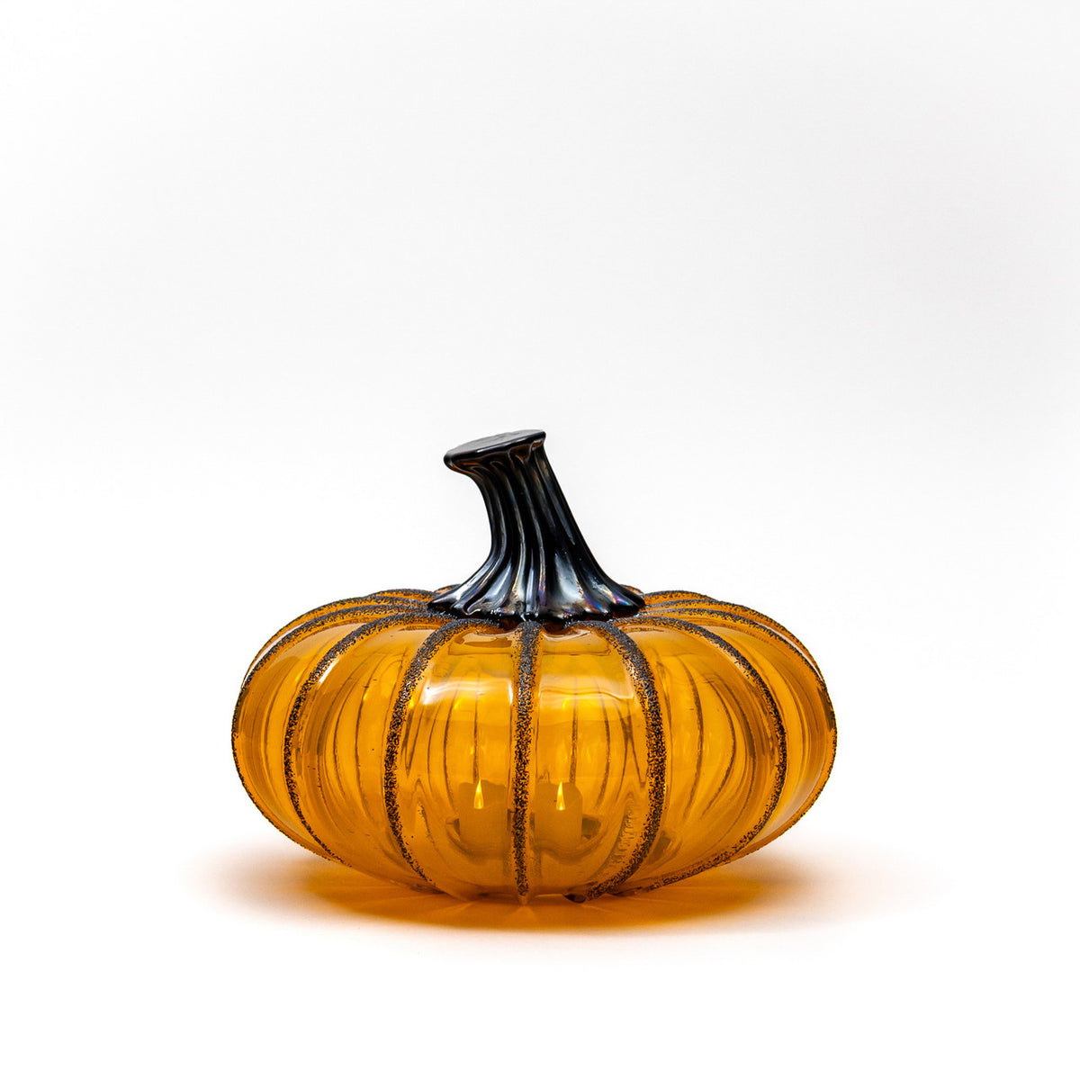 Hallow&#39;s Eve Glass Pumpkin w/Tealight